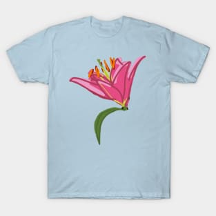 Stargazer Lily Flower Digital Painting T-Shirt